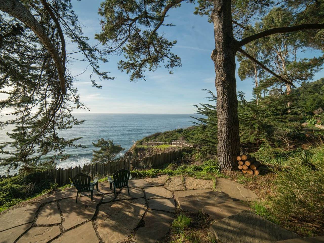 Outdoor stone deck on the property, perfect for deep conversations.