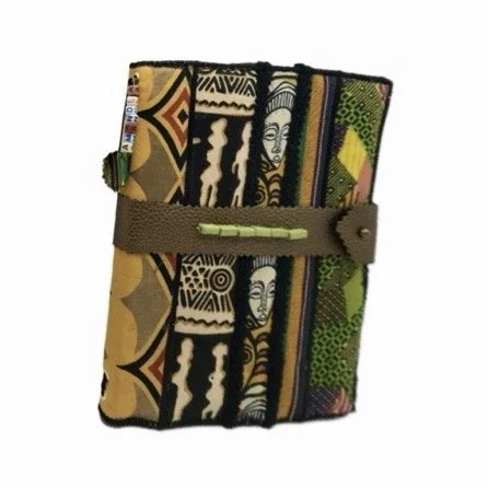 Handmade journal made with African-themed fabrics