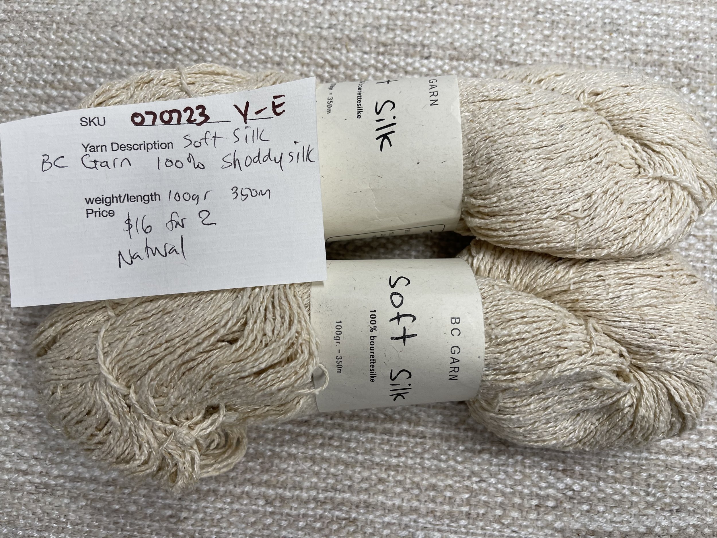 Snuble pence boykot 070723-Y-E BC Garn Soft Silk, natural, 100 g, 350m, lot of 2 — FabMo