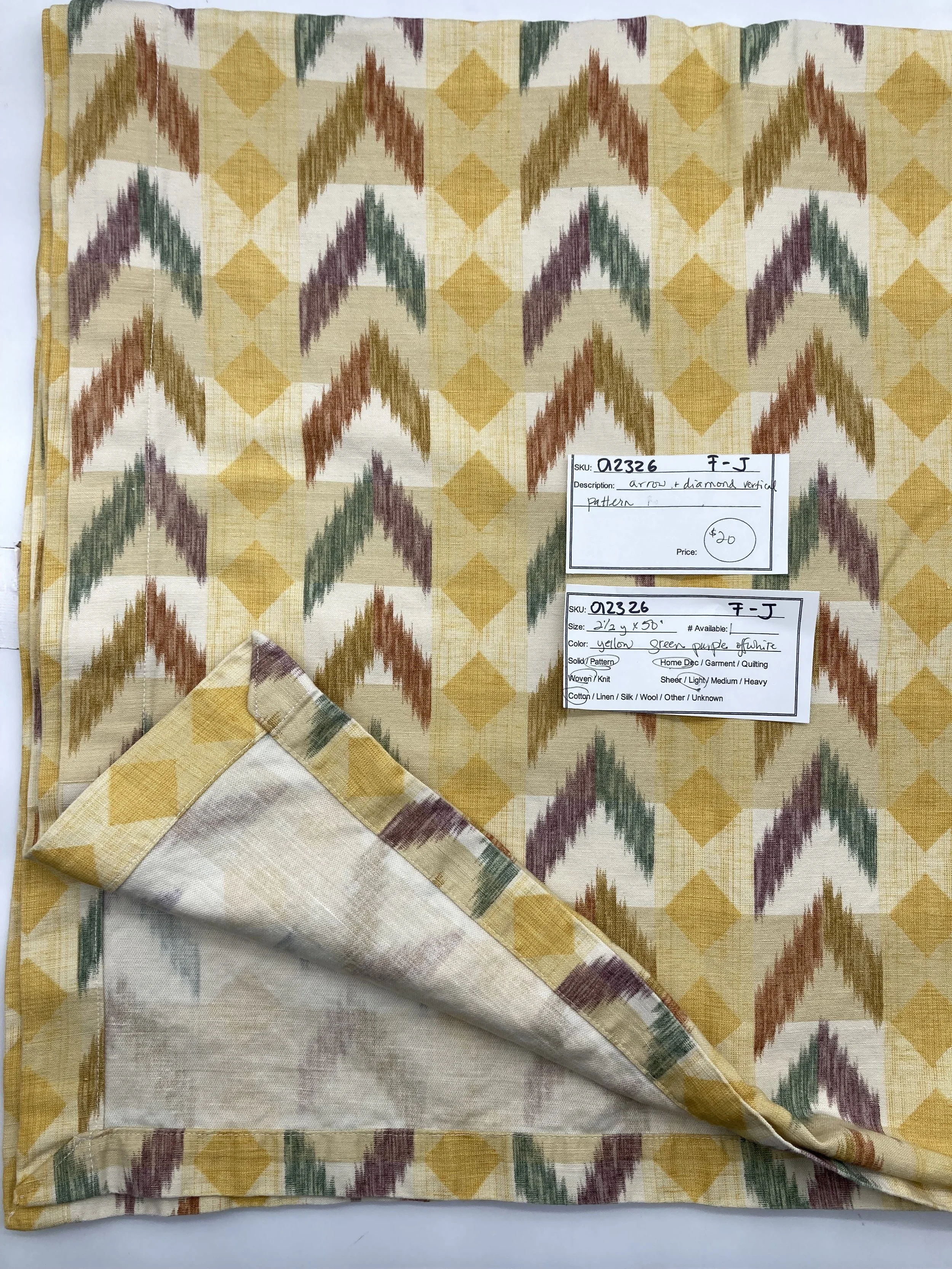 012326-F-J Arrows and diamonds; Cotton; 2 1/2 yds x 50"