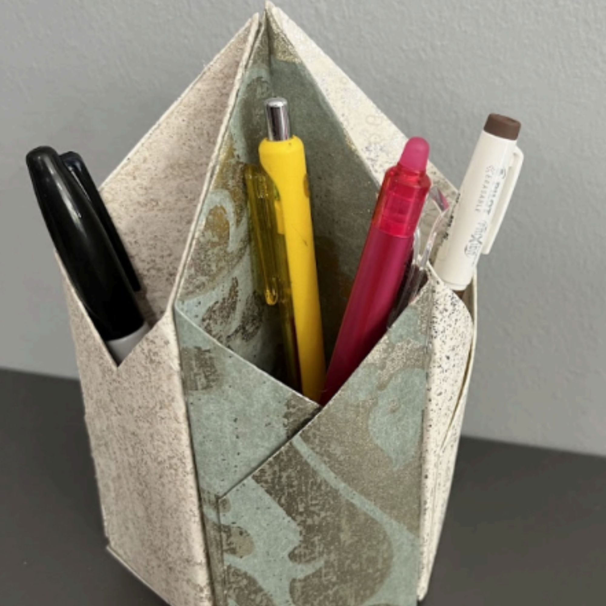 Origami-Inspired Pen/Pencil Holder