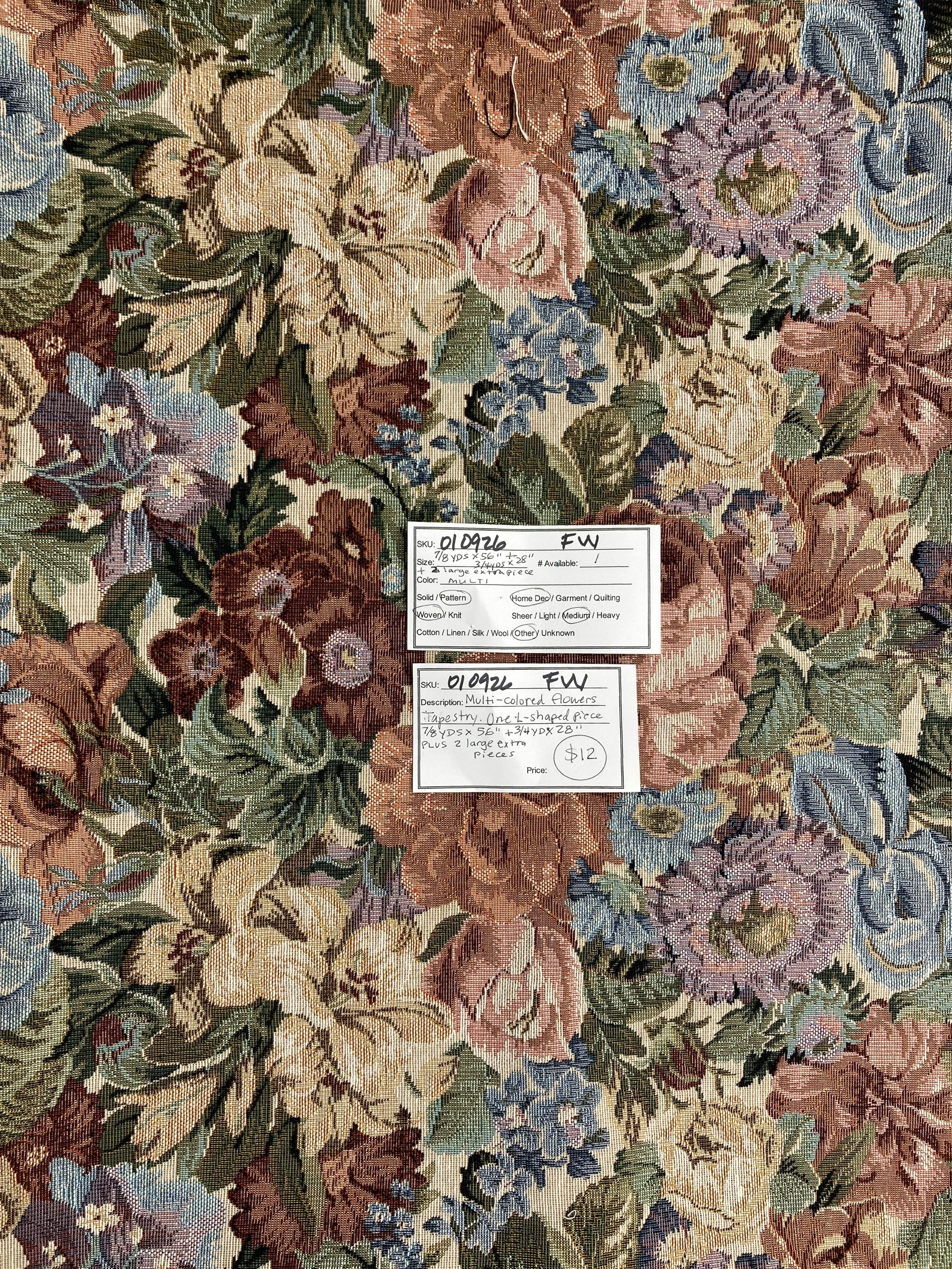 010926-F-W Multicolored floral tapestry; 4 piece bundle