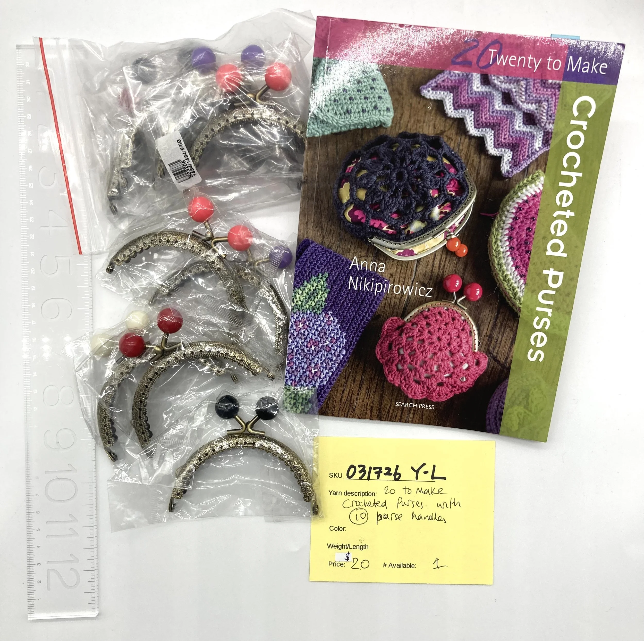 031726-Y-L Kit: 20 to Make Crocheted Purses w/10 purse handles