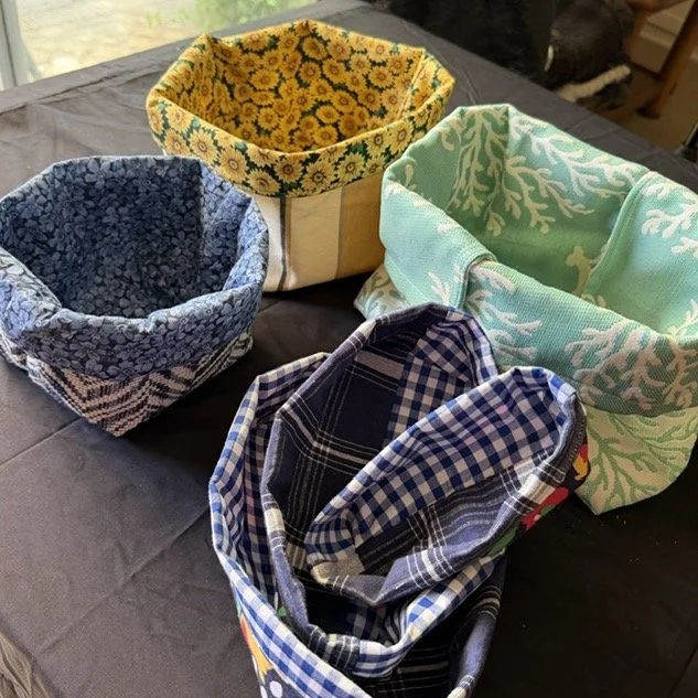 Assorted sewn fabric baskets