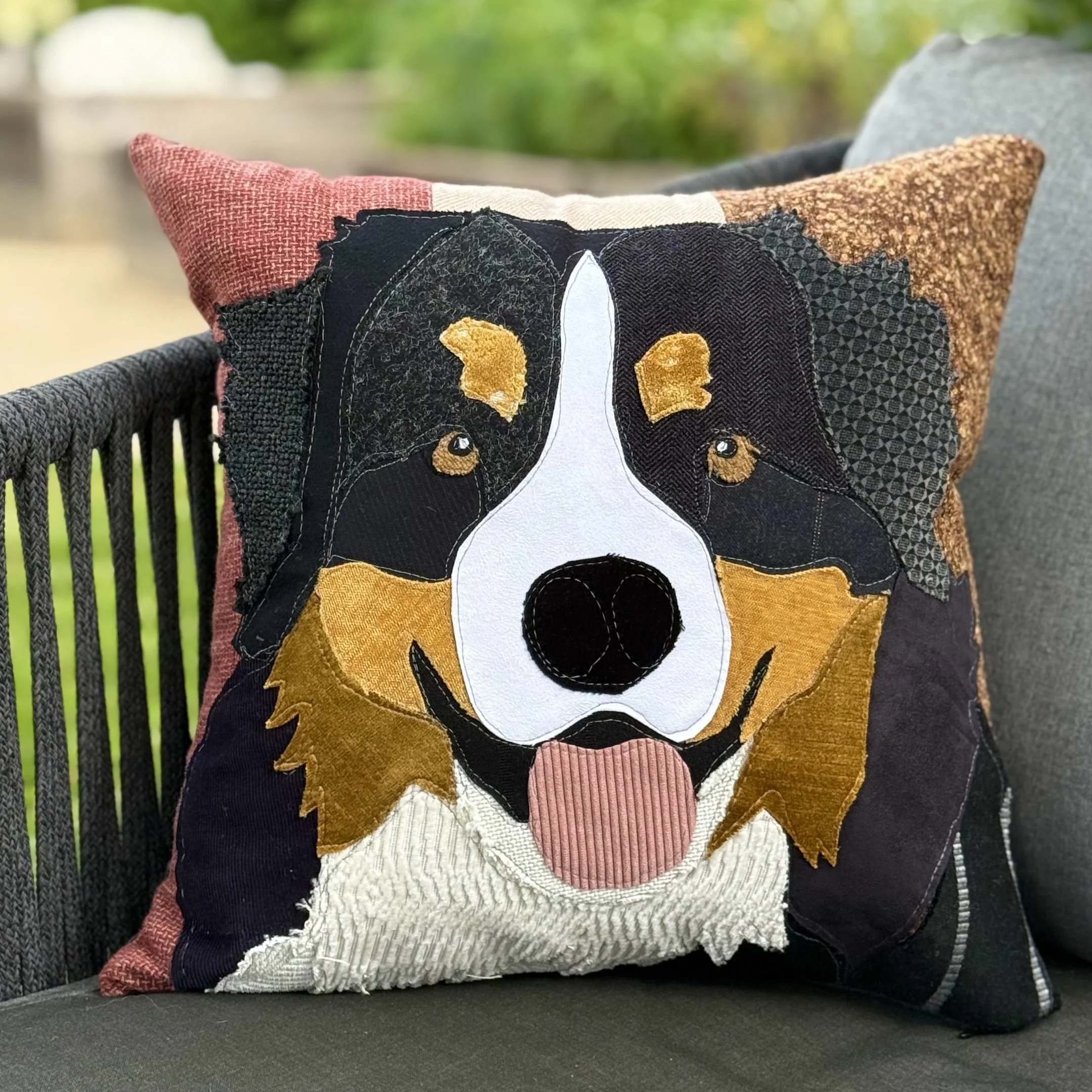 Bernese Mountain Dog appliqué pillow