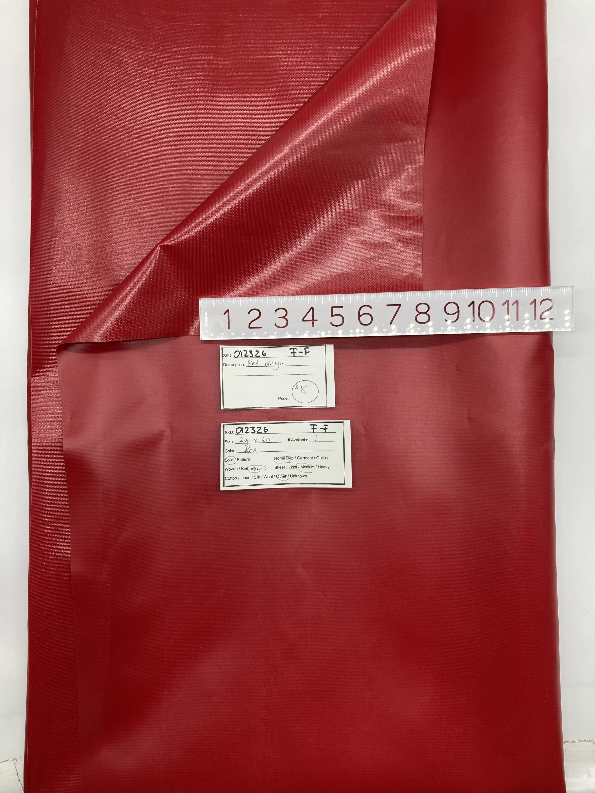 012326-F-F Red vinyl; 2 yds x 60"