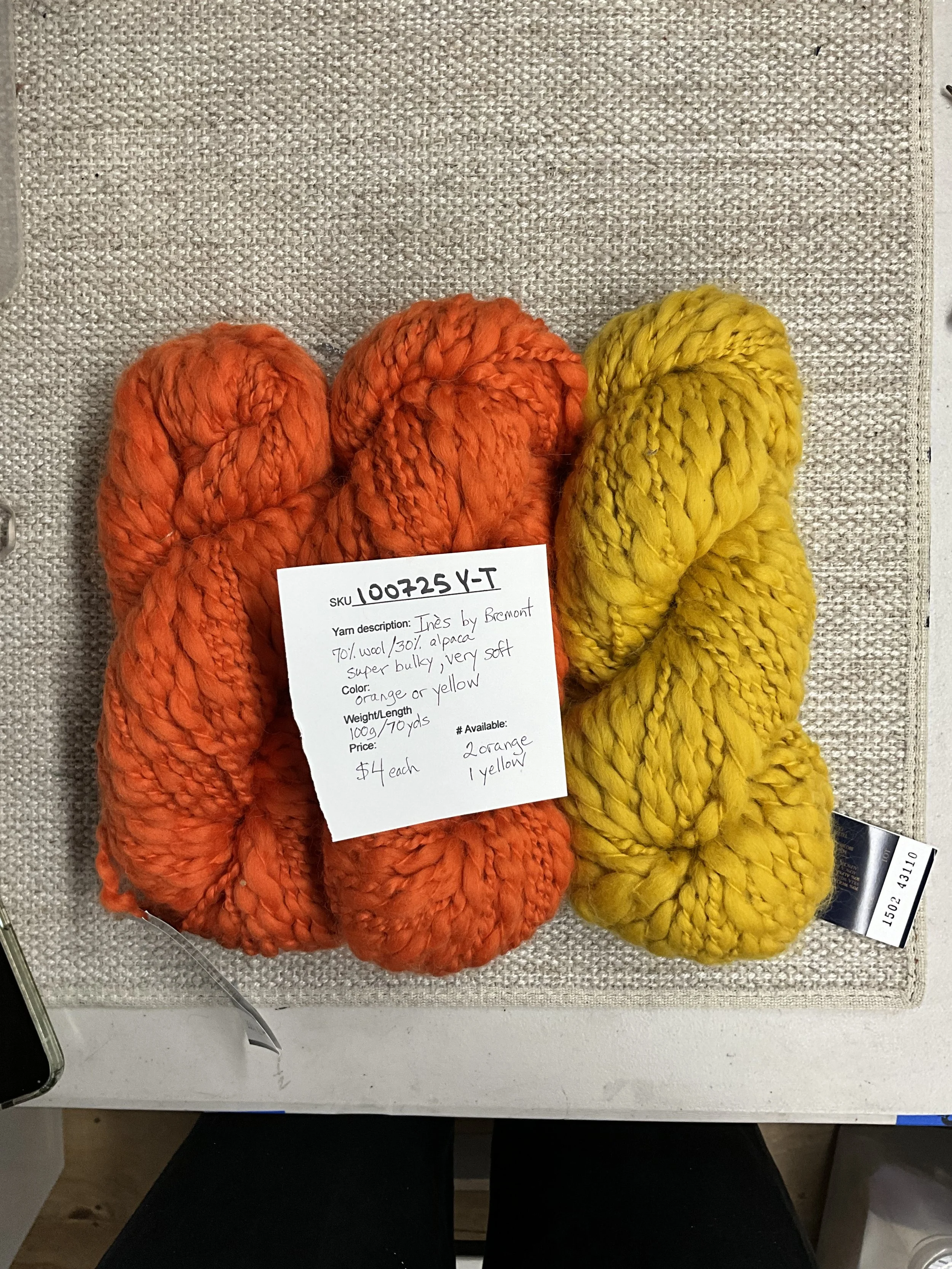 100725-Y-T Ines by Bremont wool/alpaca; 100g/70yds; Variants