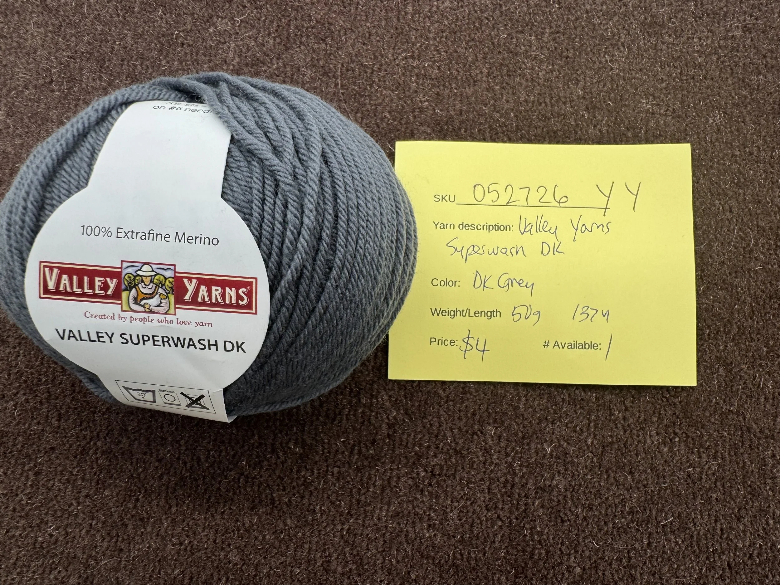 052726-Y-Y Valley "Superwash DK" merino, 50g, 137 yd