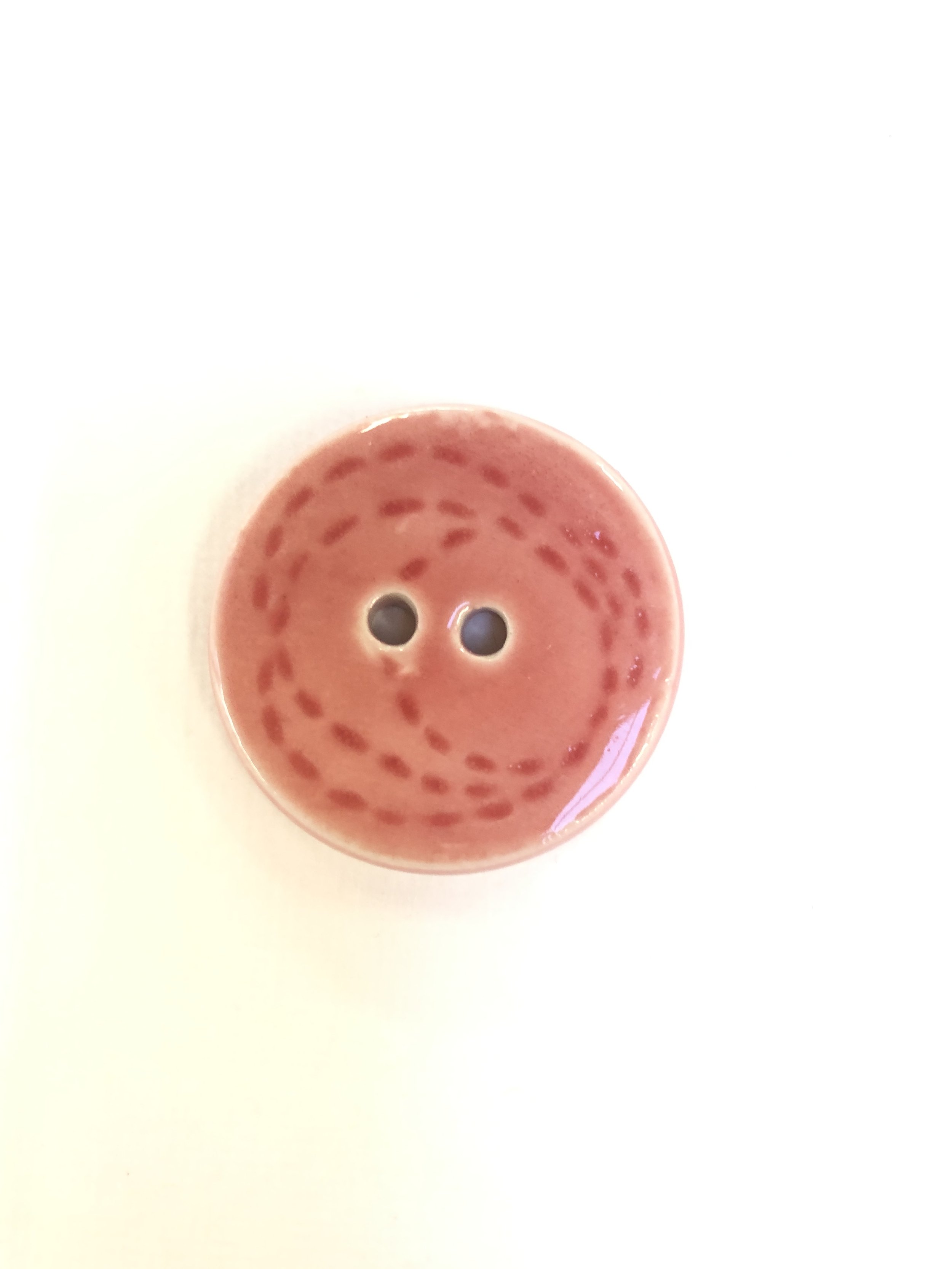 011626-N-F Ceramic buttons, pink-red, 1-1/4", Lot of 6