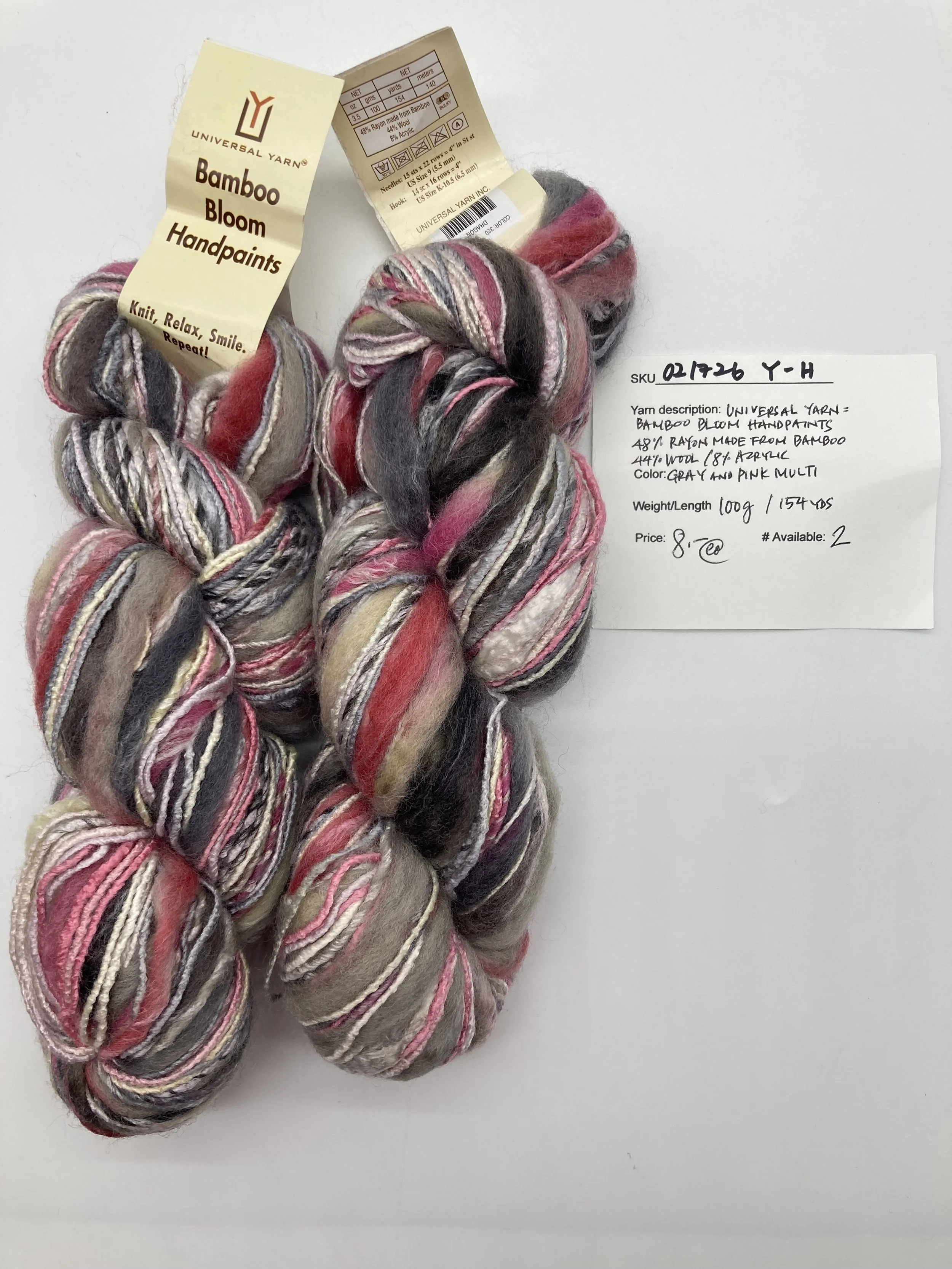 021726-Y-H Universal Bamboo Handpaints 48/44/8 rayon/wool/acrylic, 100g, 154 yd, 2 avail