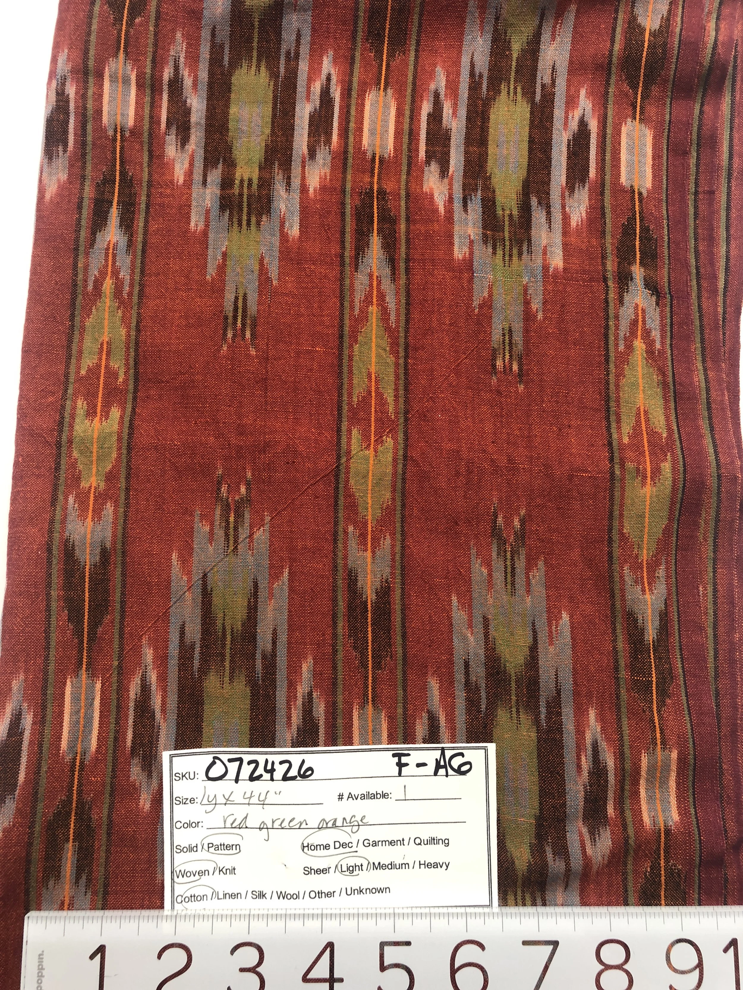 072426-F-AG Ethnic ikat print; Cotton; 1 yd x 44"