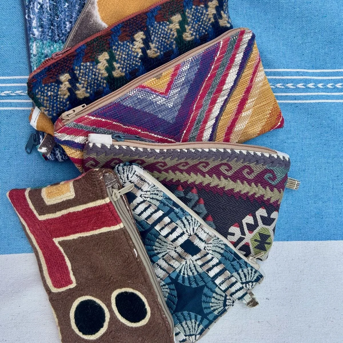 Assorted fabric zipper pouches