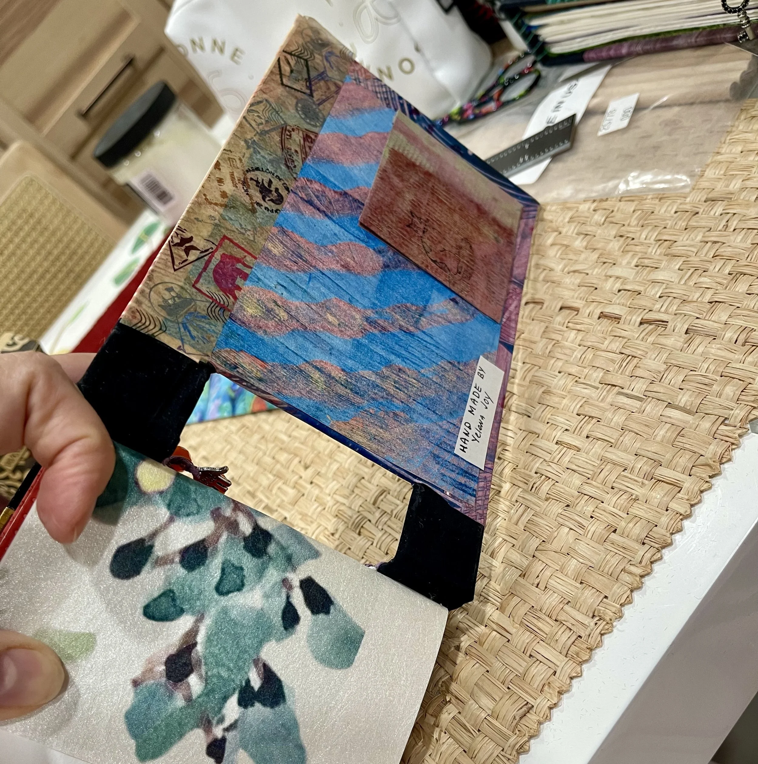 Handmade books or journals displayed on table