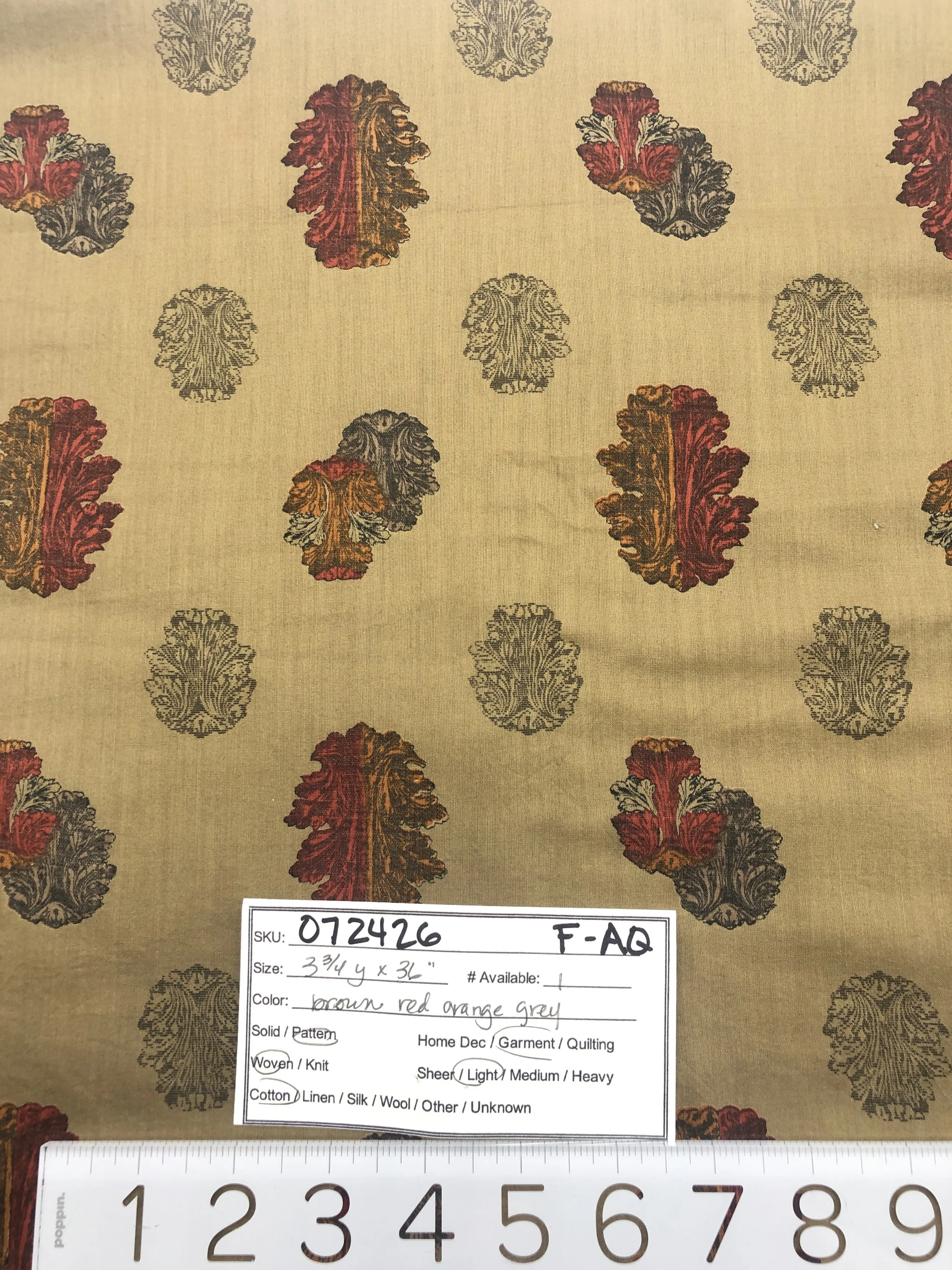 072426-F-AQ Kale-like vegetable leaves; Cotton; 3 3/4 yds x 36"