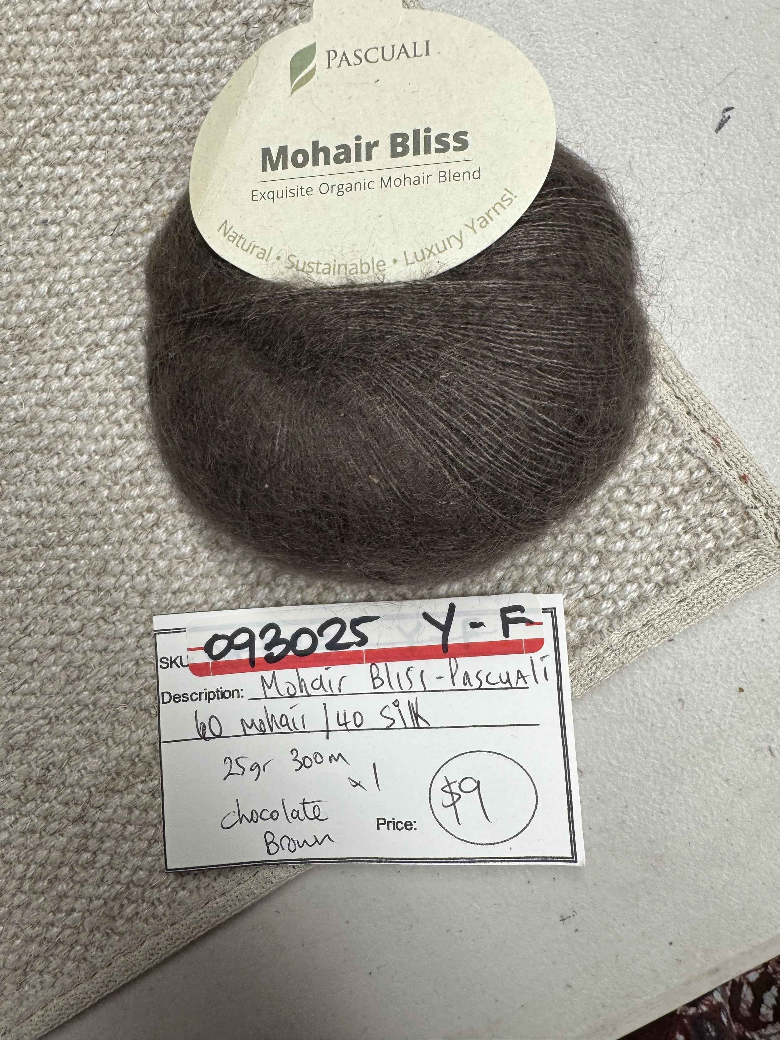 093025-Y-F Pascuali Mohair Bliss 60/40 mohair/silk, brown, 25 g, 300m