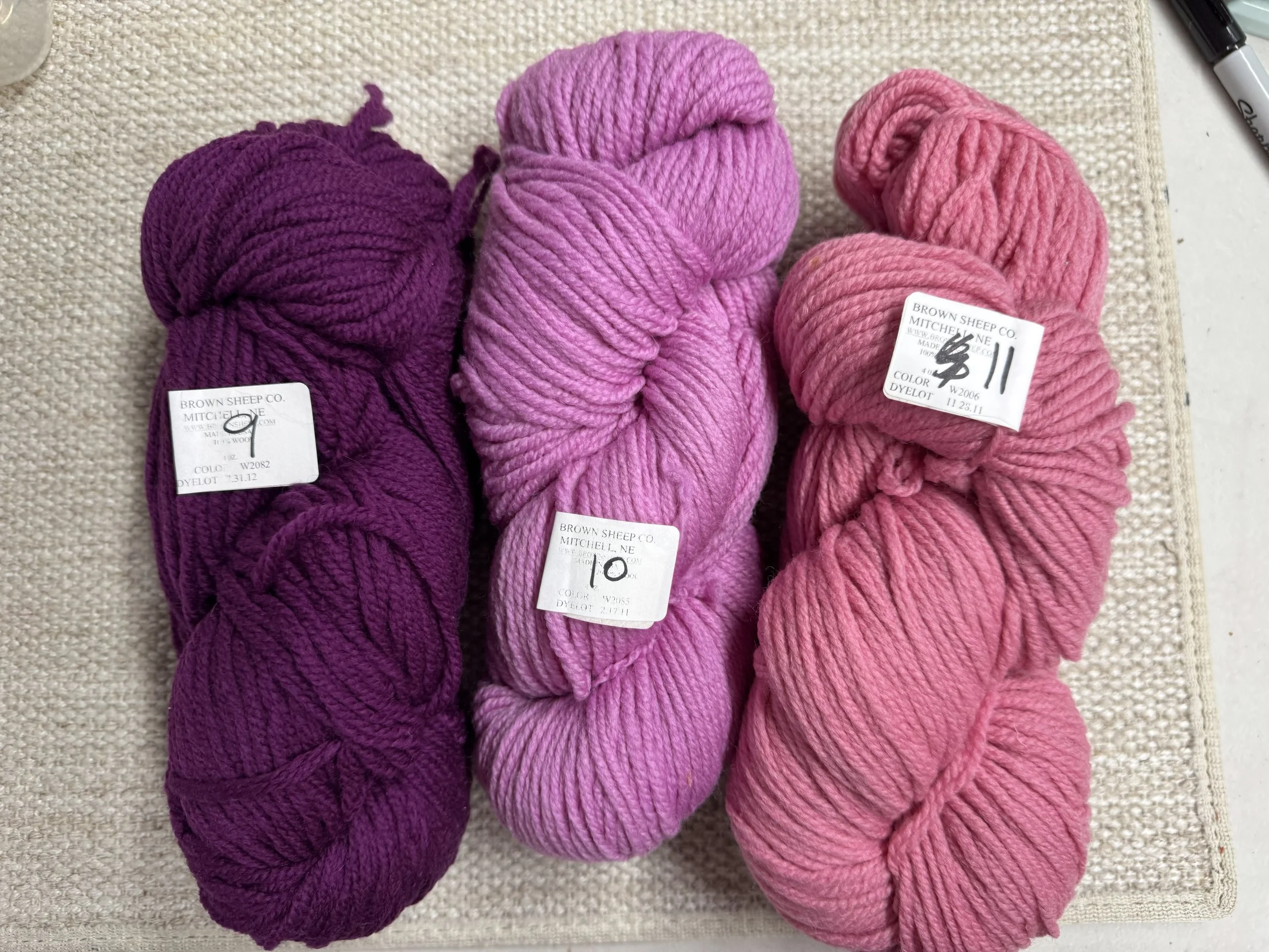 093025-Y-A Brown Sheep 100% wool, 3 colors, 4 oz, 162 yd