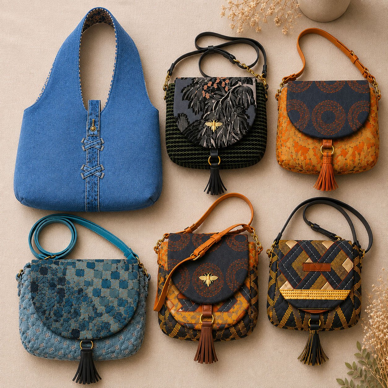 Handmade purses with upcycled fabric