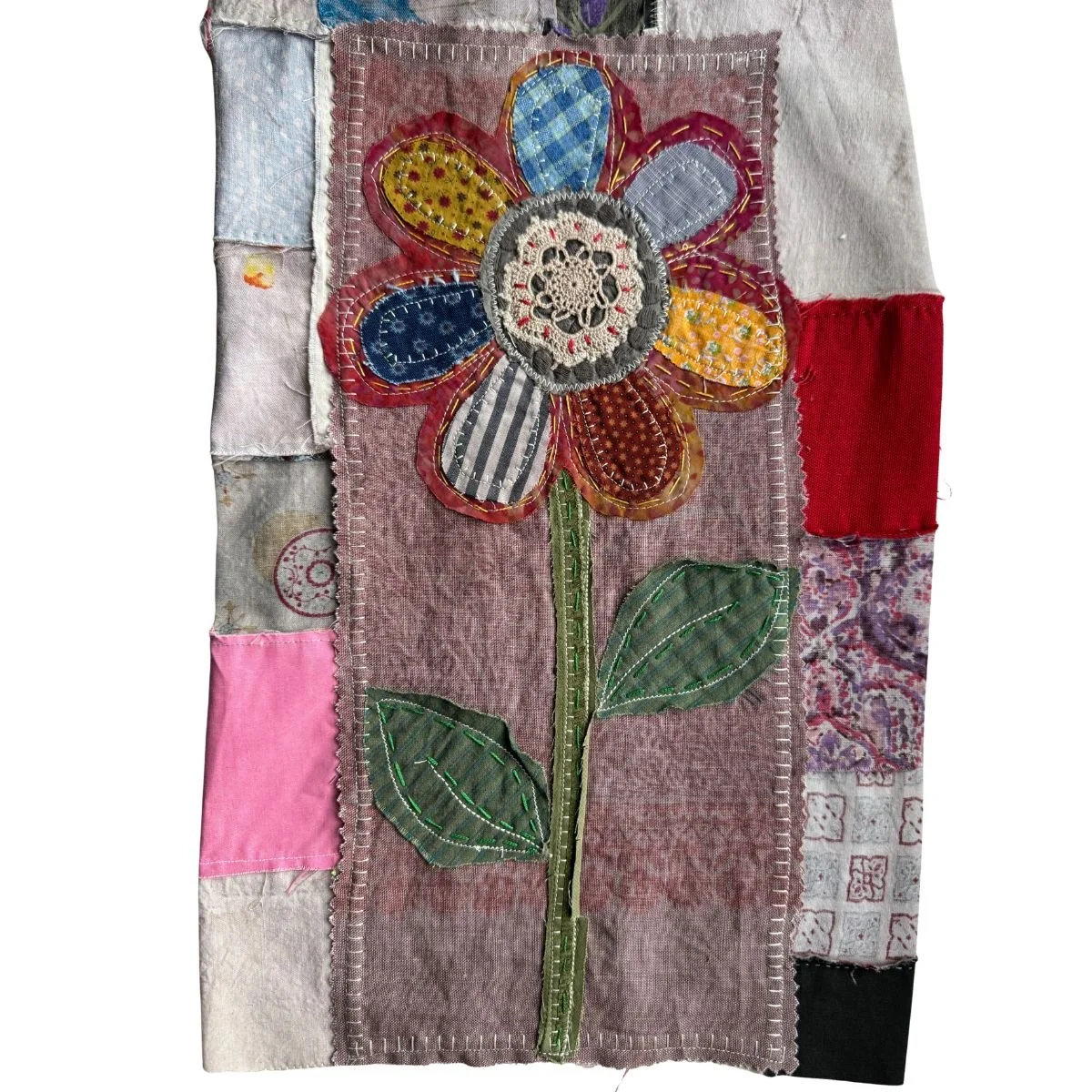 Fabric flower appliqué panel