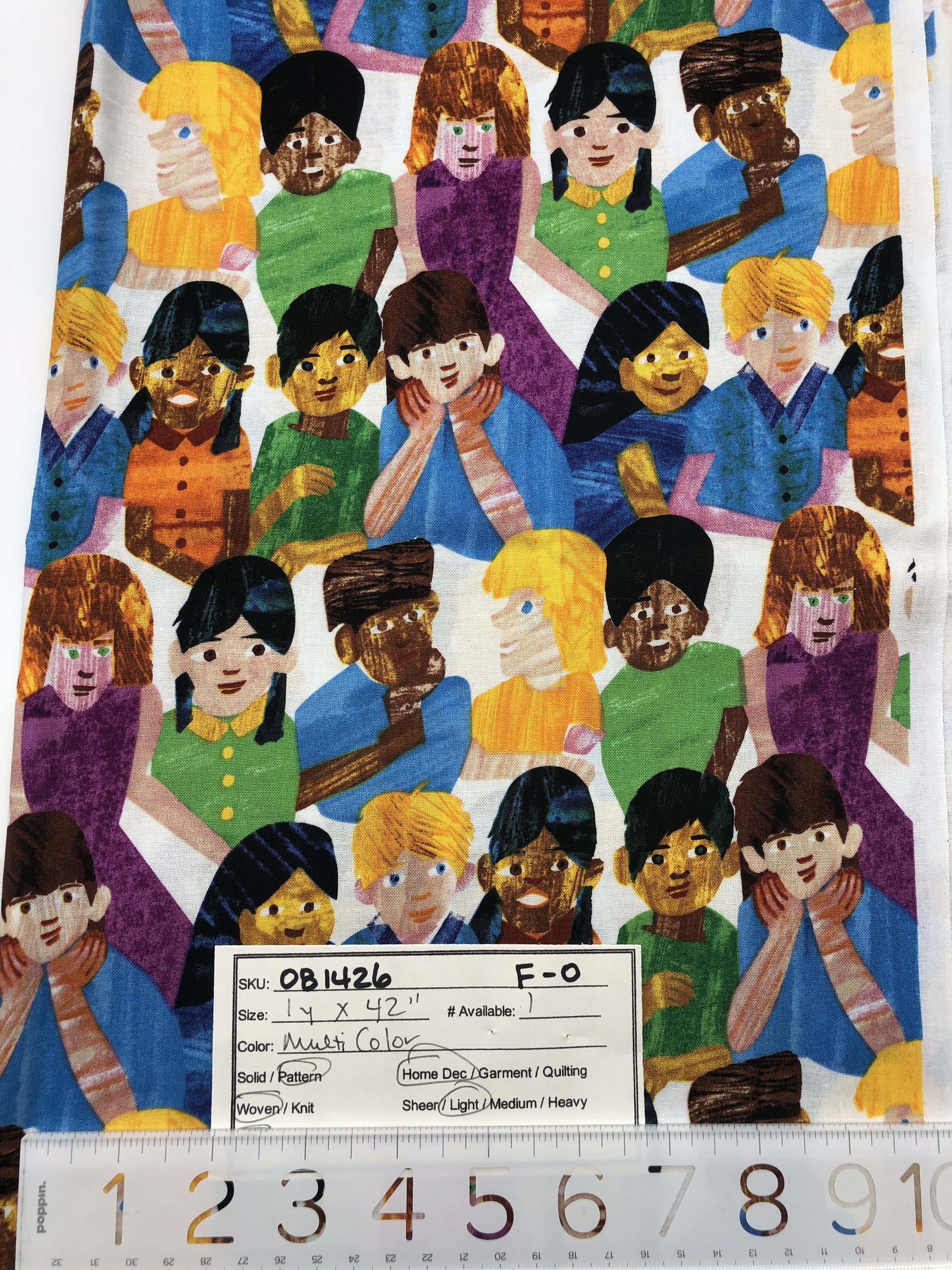 081426-F-O Children of the world; Cotton; 1 yd x 42"
