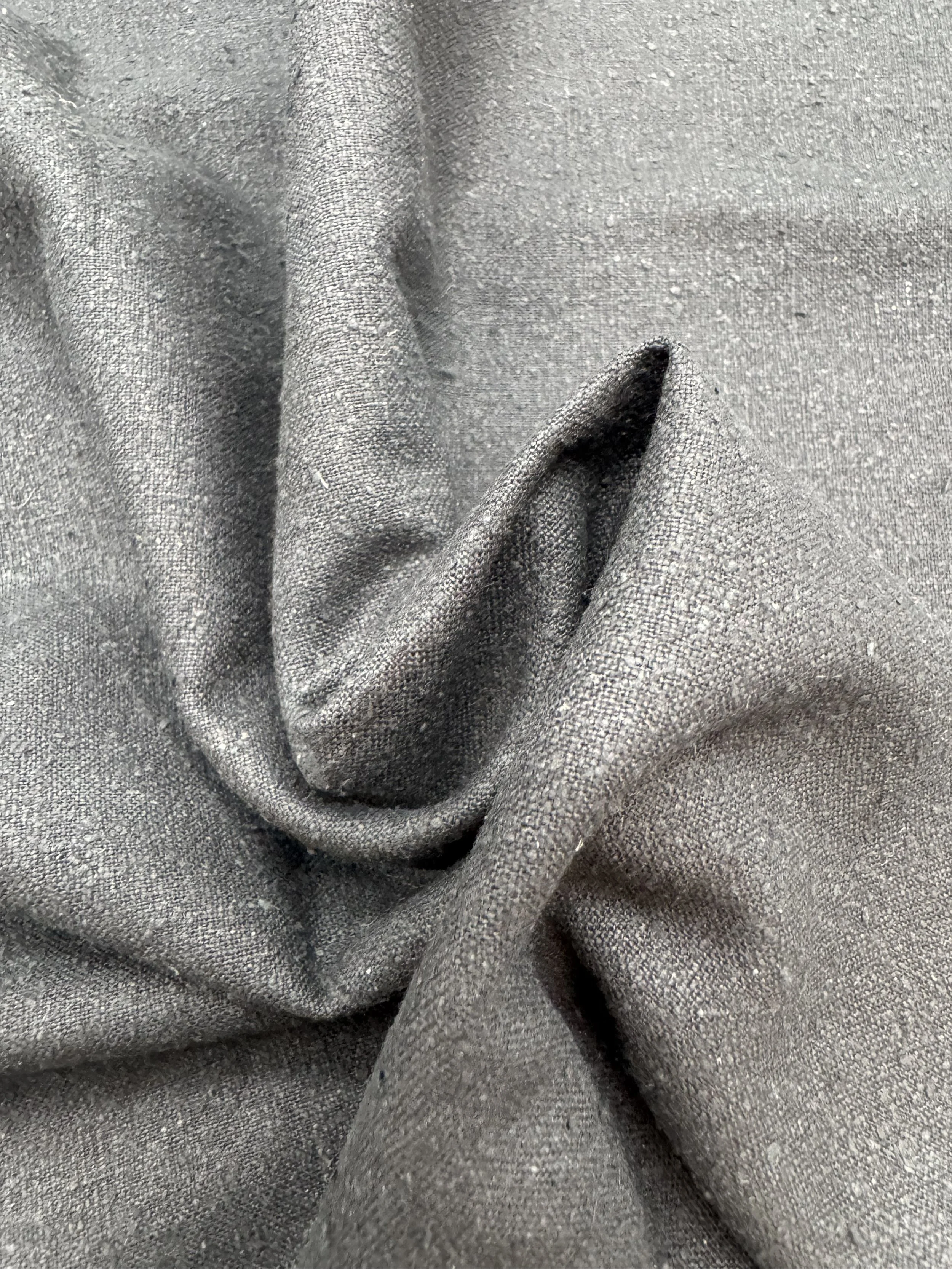 102425-F-I Black raw textured silk; 1 yd x 45"