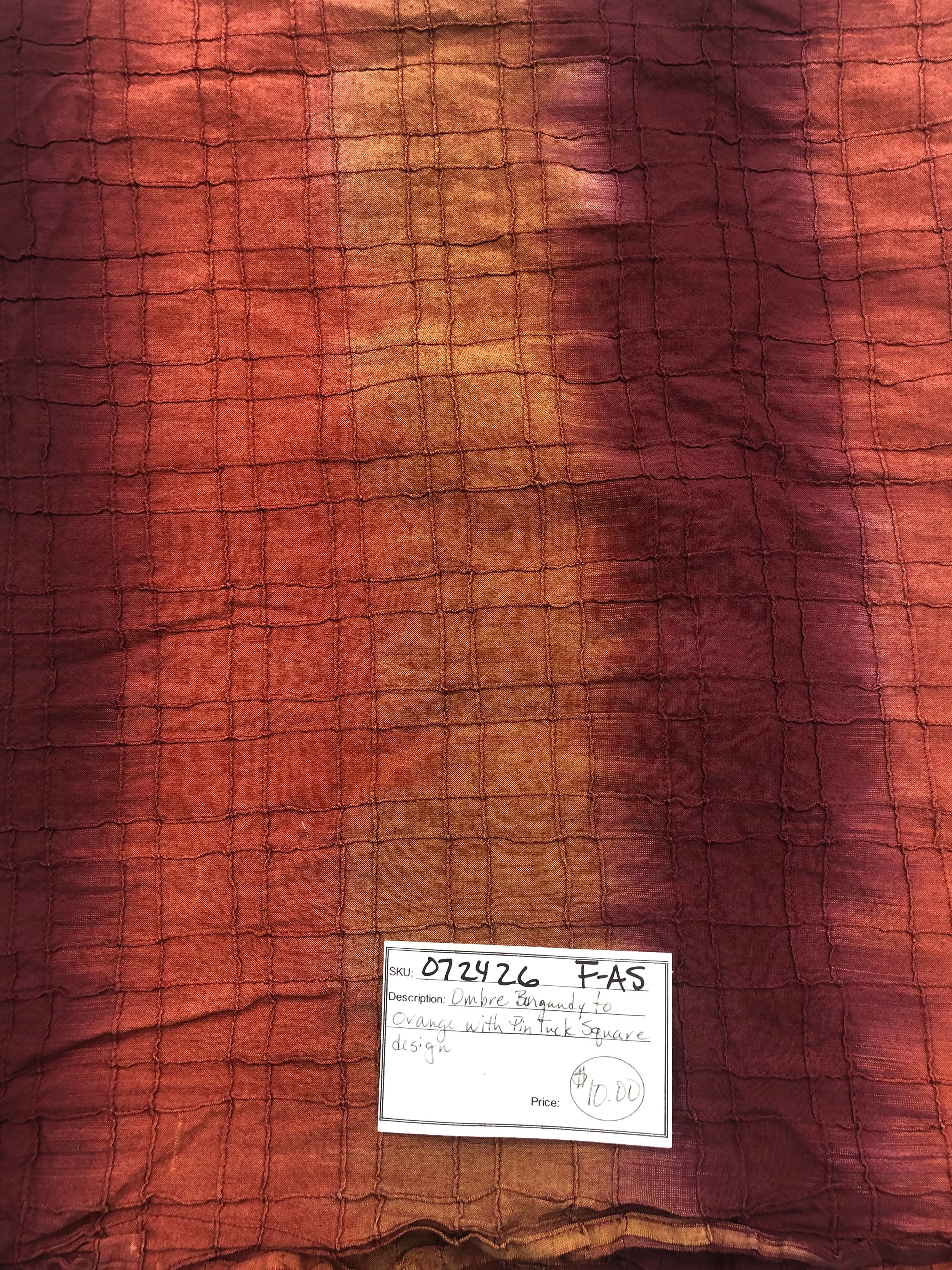 072426-F-AS Ombre burgundy/orange; Cotton; 2 1/8 yds x 44"