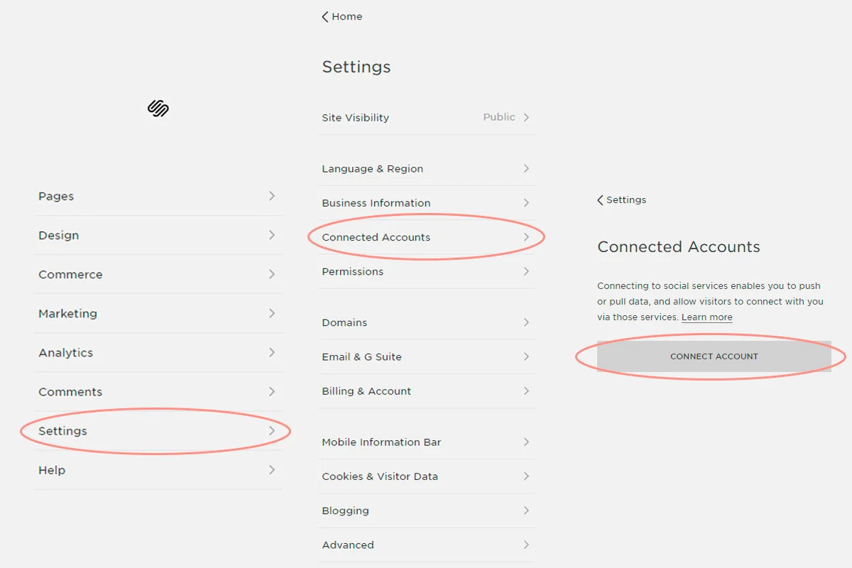 Adding Instagram to your Squarespace Website step 1 | www.jessicahainesdesign.com
