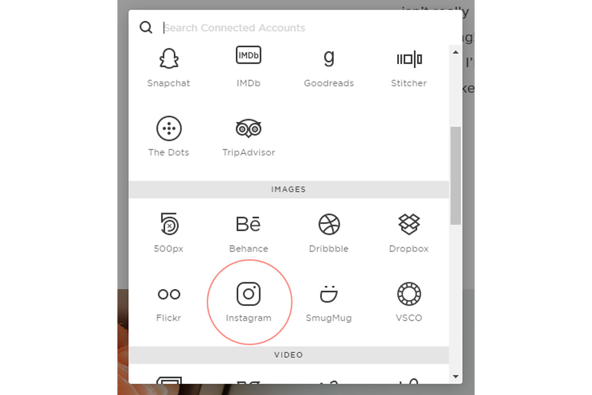 Adding Instagram to your Squarespace Website step 2