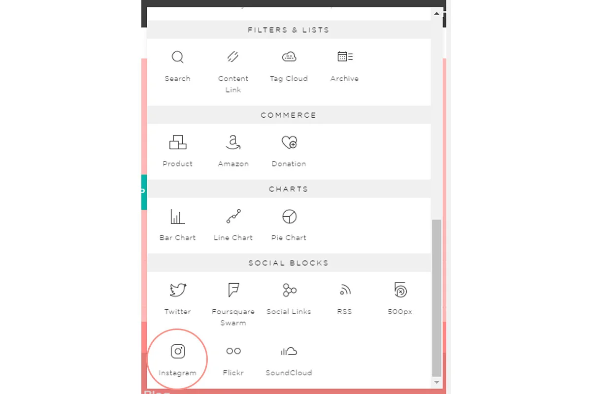 Adding Instagram to your Squarespace Website step 4