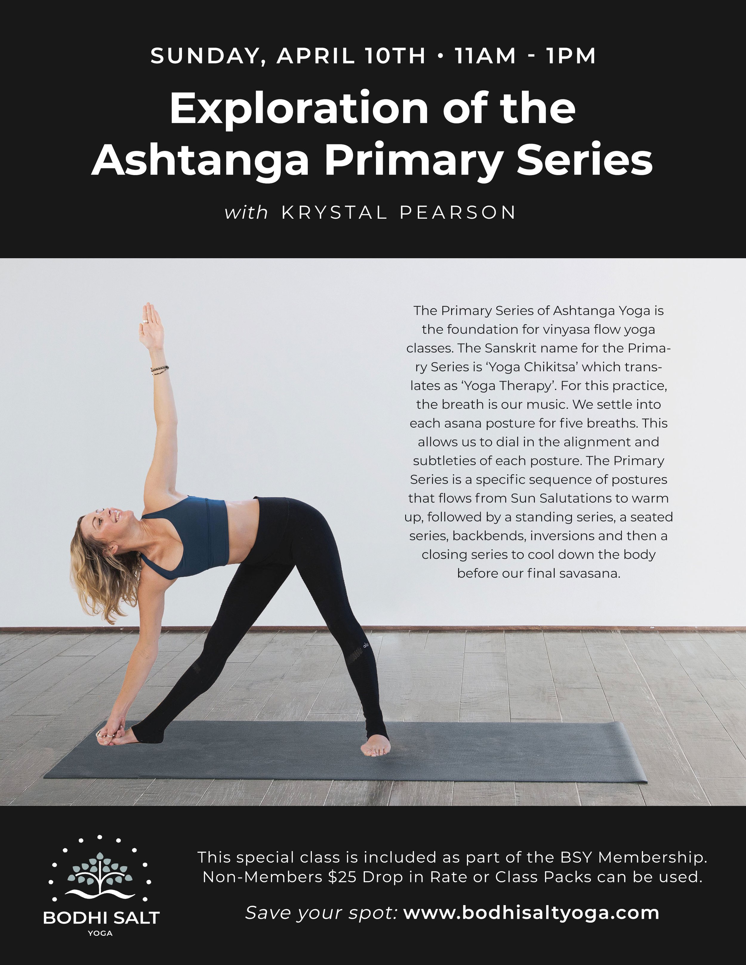 Exploration of the Ashtanga Primary Series at Bodhi Salt Yoga — Blue Jasmin  Acupuncture