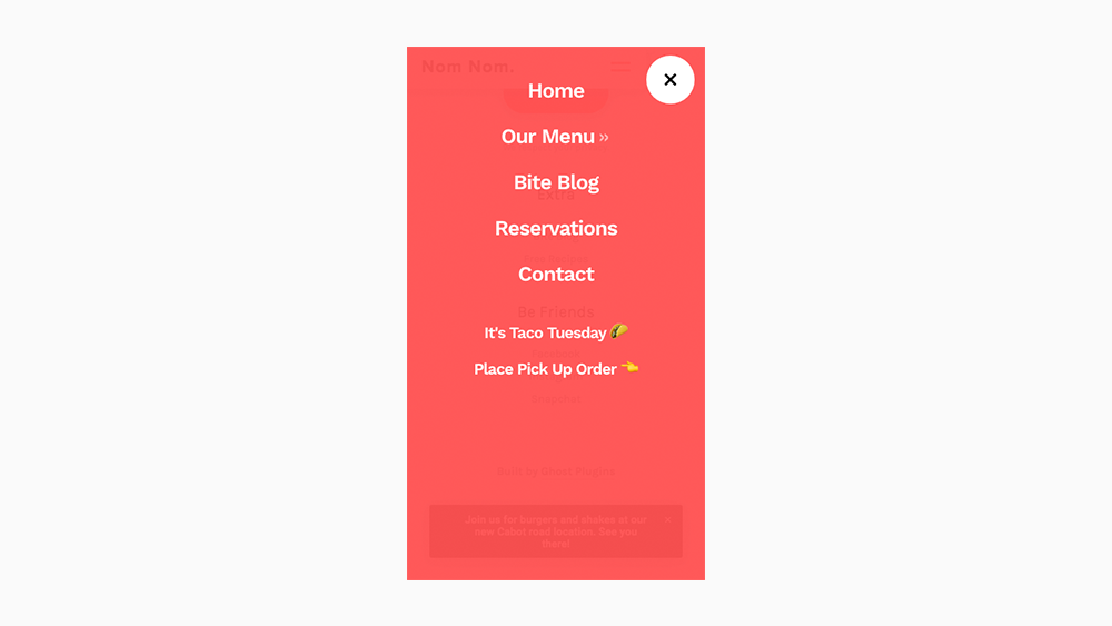 Center Mobile Menu Navigation