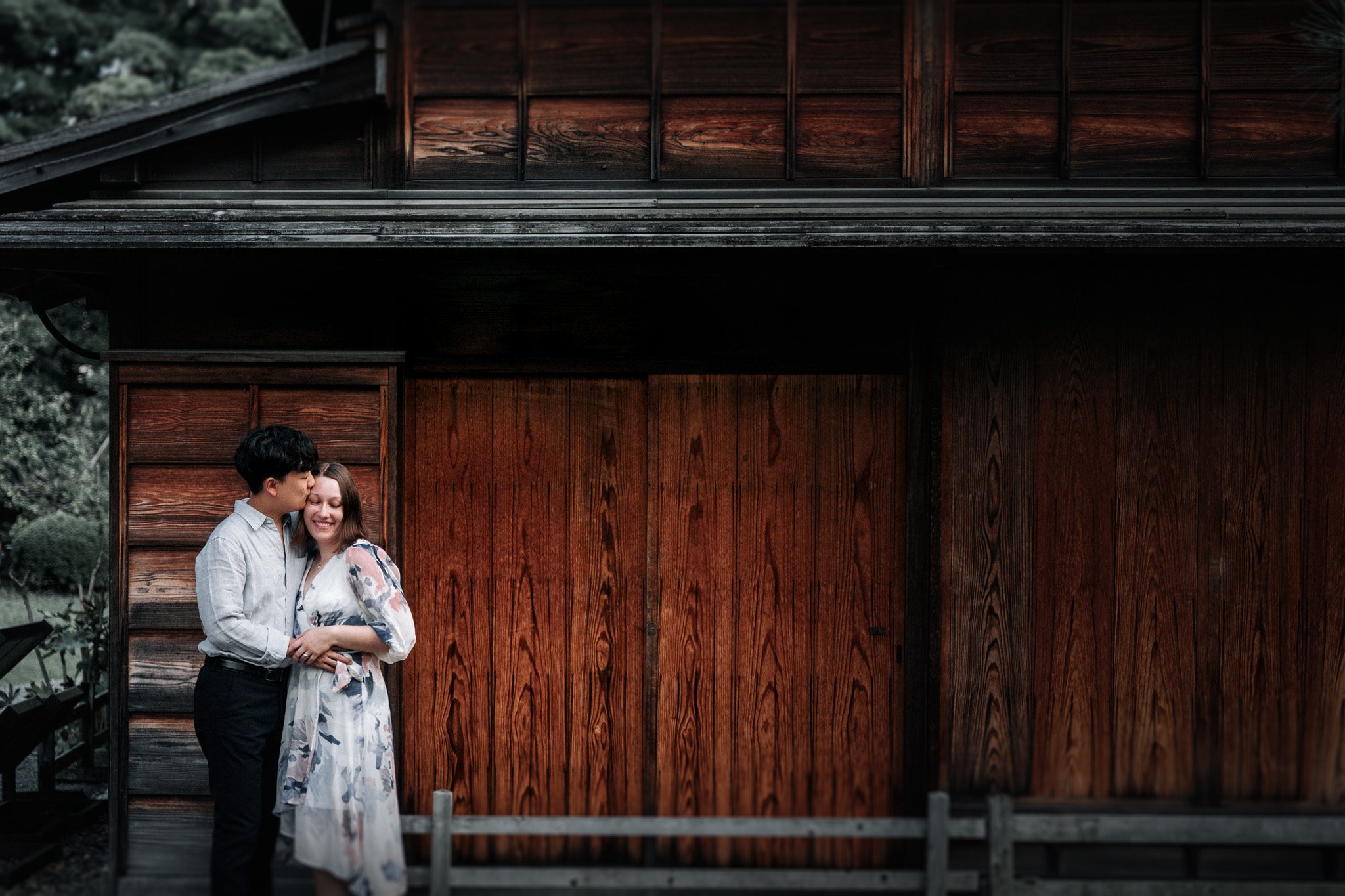 Tokyo engagement photoshoot at Japanese garden