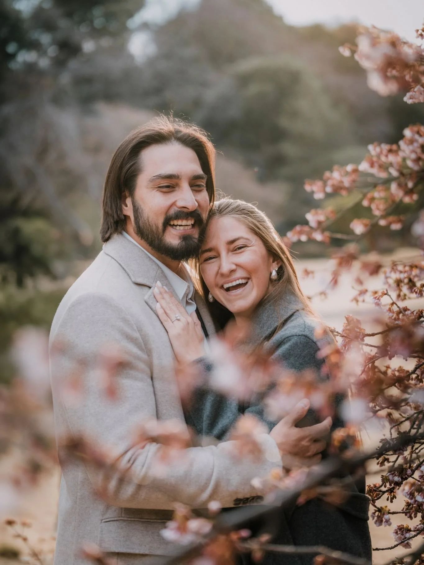 It never gets old seeing and capturing my couple&rsquo;s excitement and joy and all the feelings right after their engagement 💍 we also got lucky with early Kawazu Sakura blooming! 🌸 #tokyoproposal #engagedintokyo #tokyoengagementphotographer #toky
