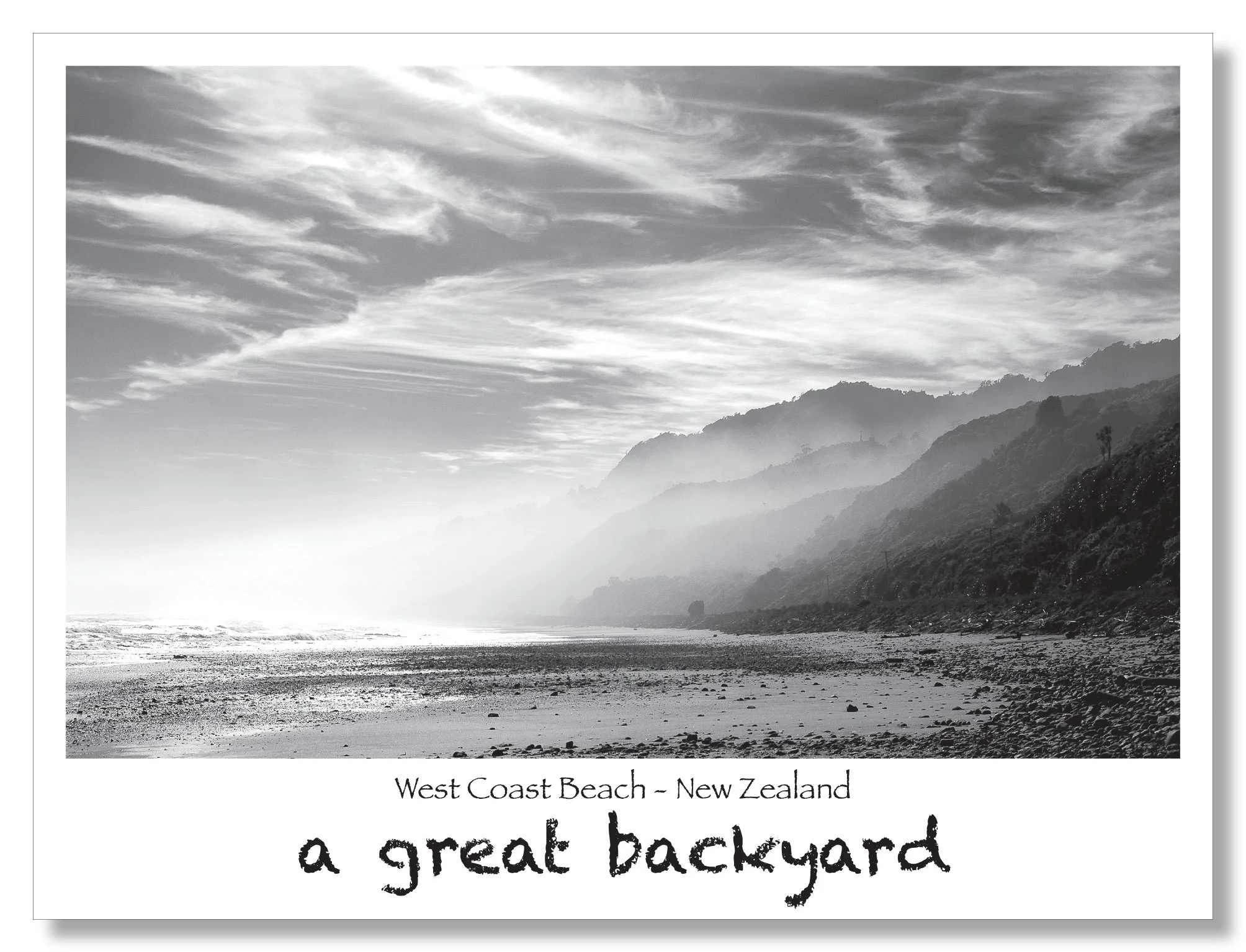West Coast Beach Postcard by Corin Walker Bain | a great backyard photography NZ