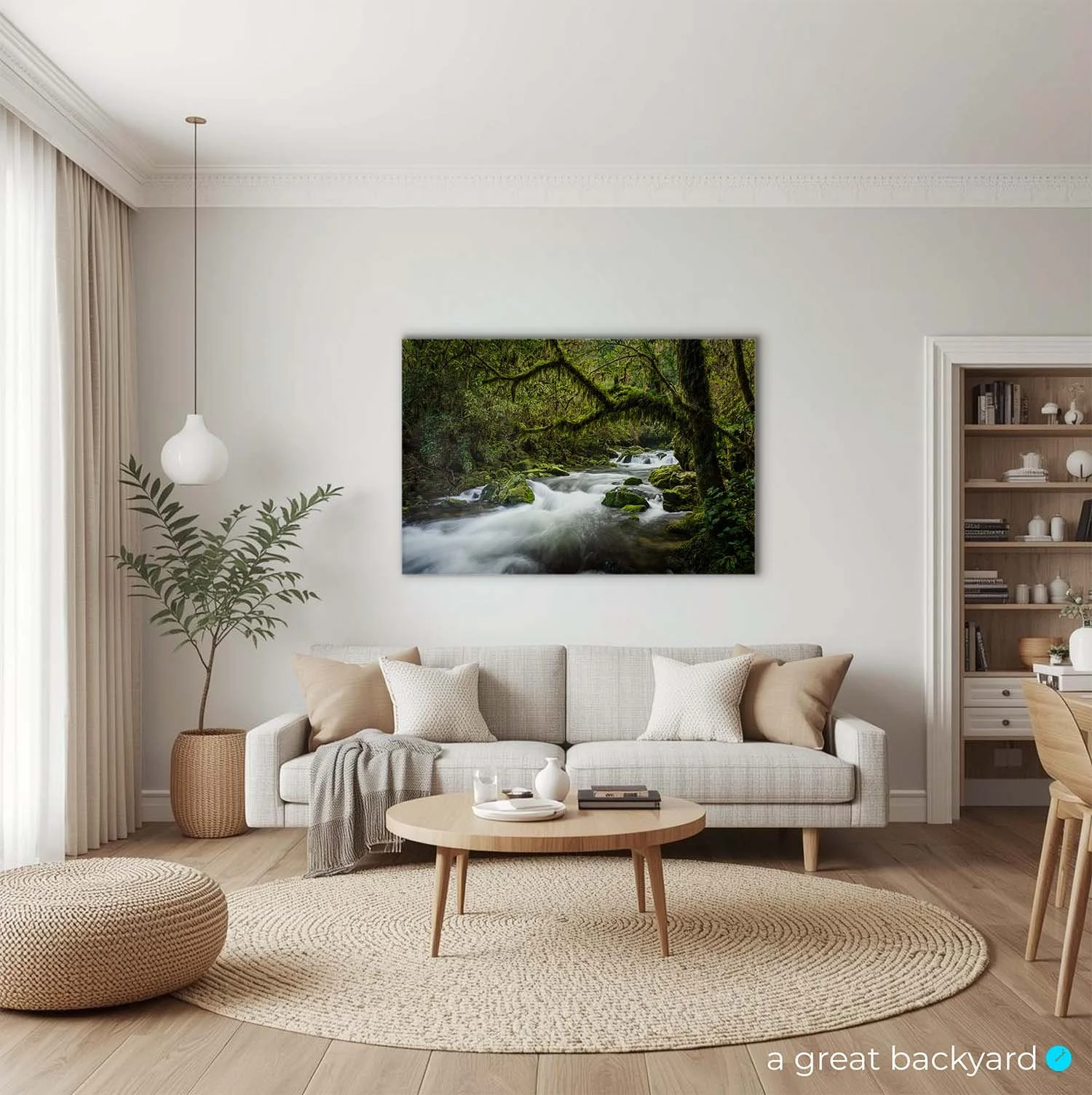 Riwaka River print on home wall | a great backyard proudly made in New Zealand