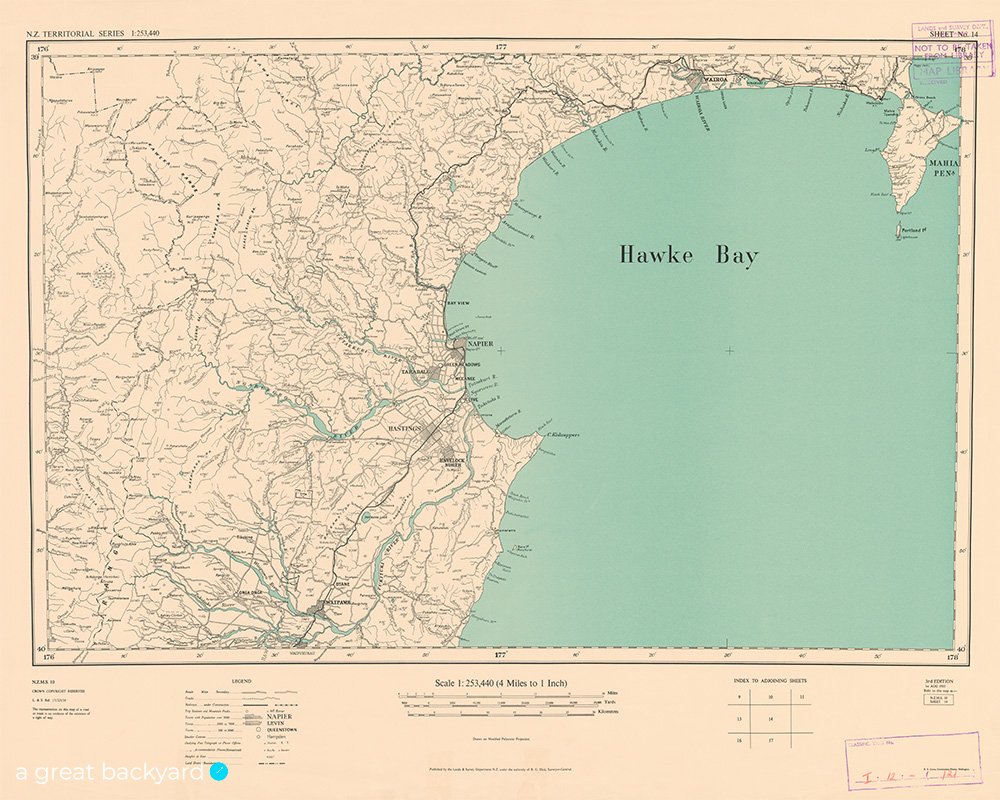 Vintage 1953 map of Hawke Bay | a great backyard
