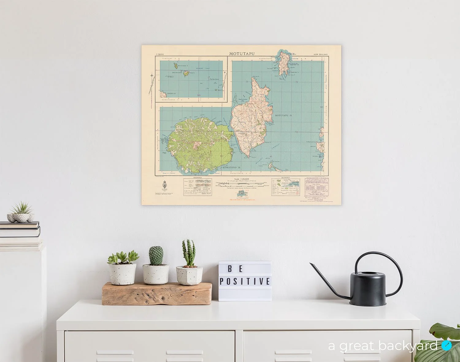 Motutapu map (1943) on interior wall | a great backyard historic maps
