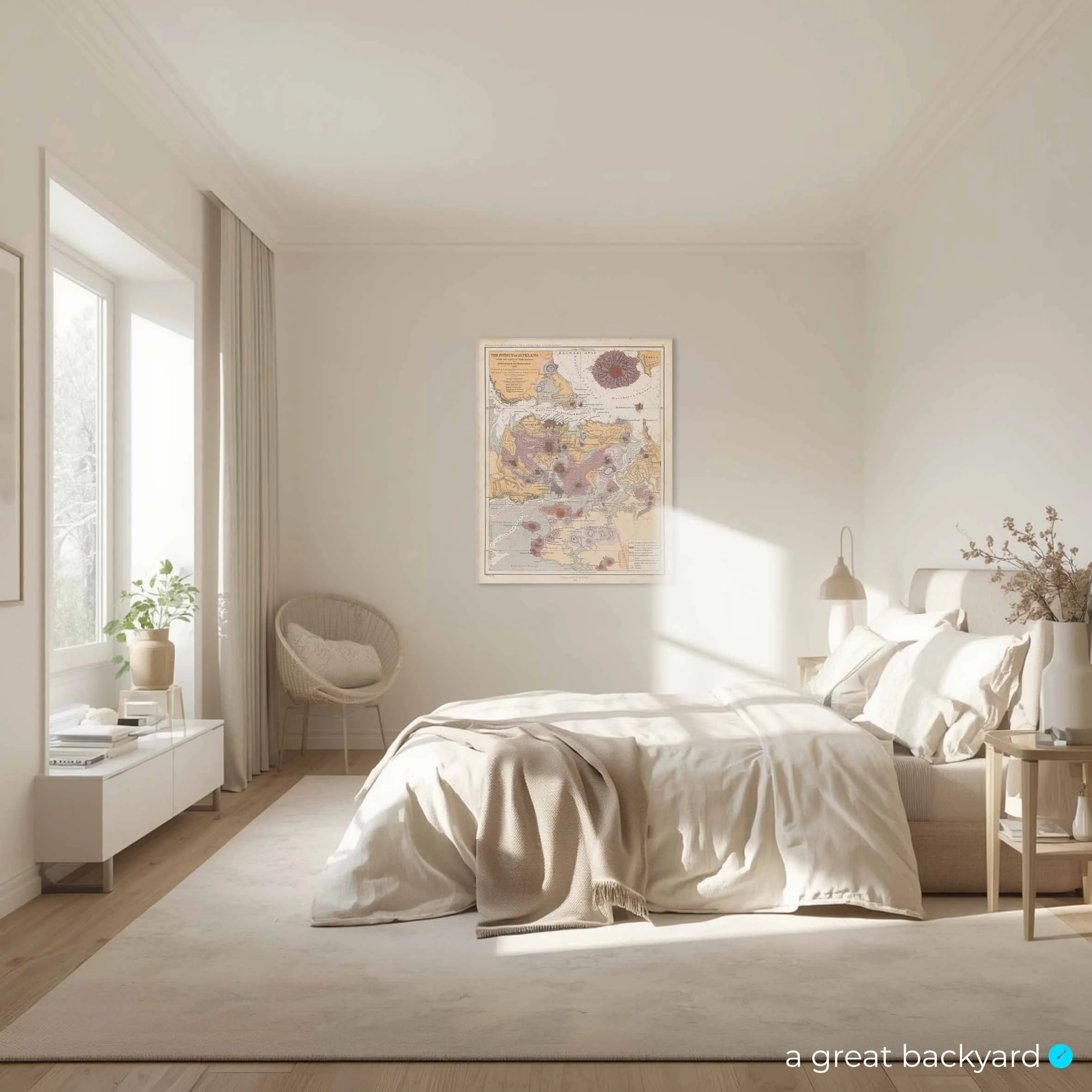 Map of Auckland's extinct volcanoes on home wall | a great backyard map prints
