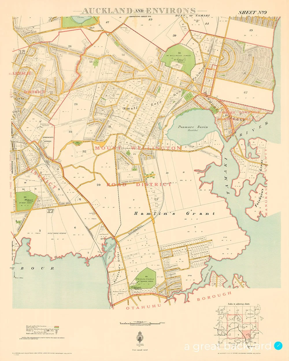 Retro Mt Wellington map (1931) | a great backyard vintage Auckland maps made in NZ