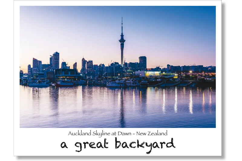 Auckland City Dawn Postcard by Corin Walker Bain | a great backyard photography NZ