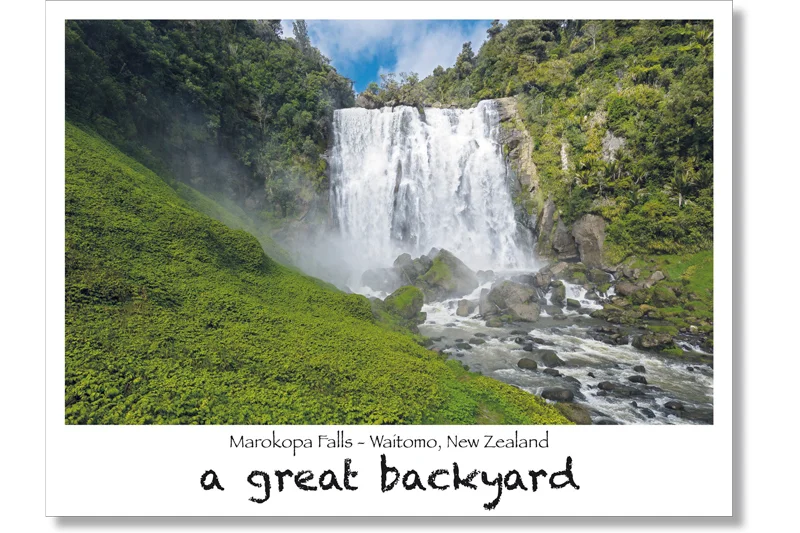 Marokopa Falls Postcard by Corin Walker Bain | a great backyard photography NZ