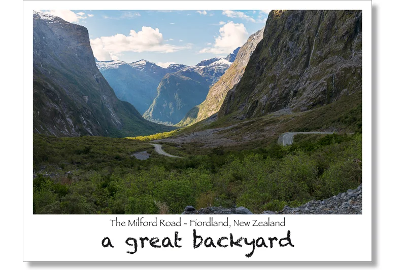 Milford Road Postcard by Corin Walker Bain | a great backyard photography NZ