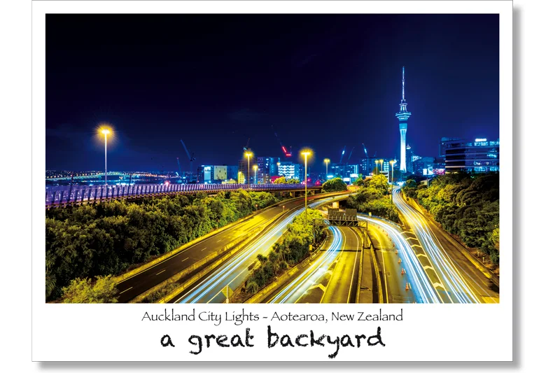 Auckland City Lights Postcard by Corin Walker Bain | a great backyard photography NZ