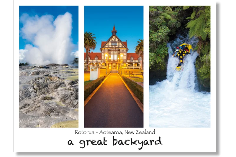 Rotorua Triptych Postcard by Corin Walker Bain | a great backyard photography