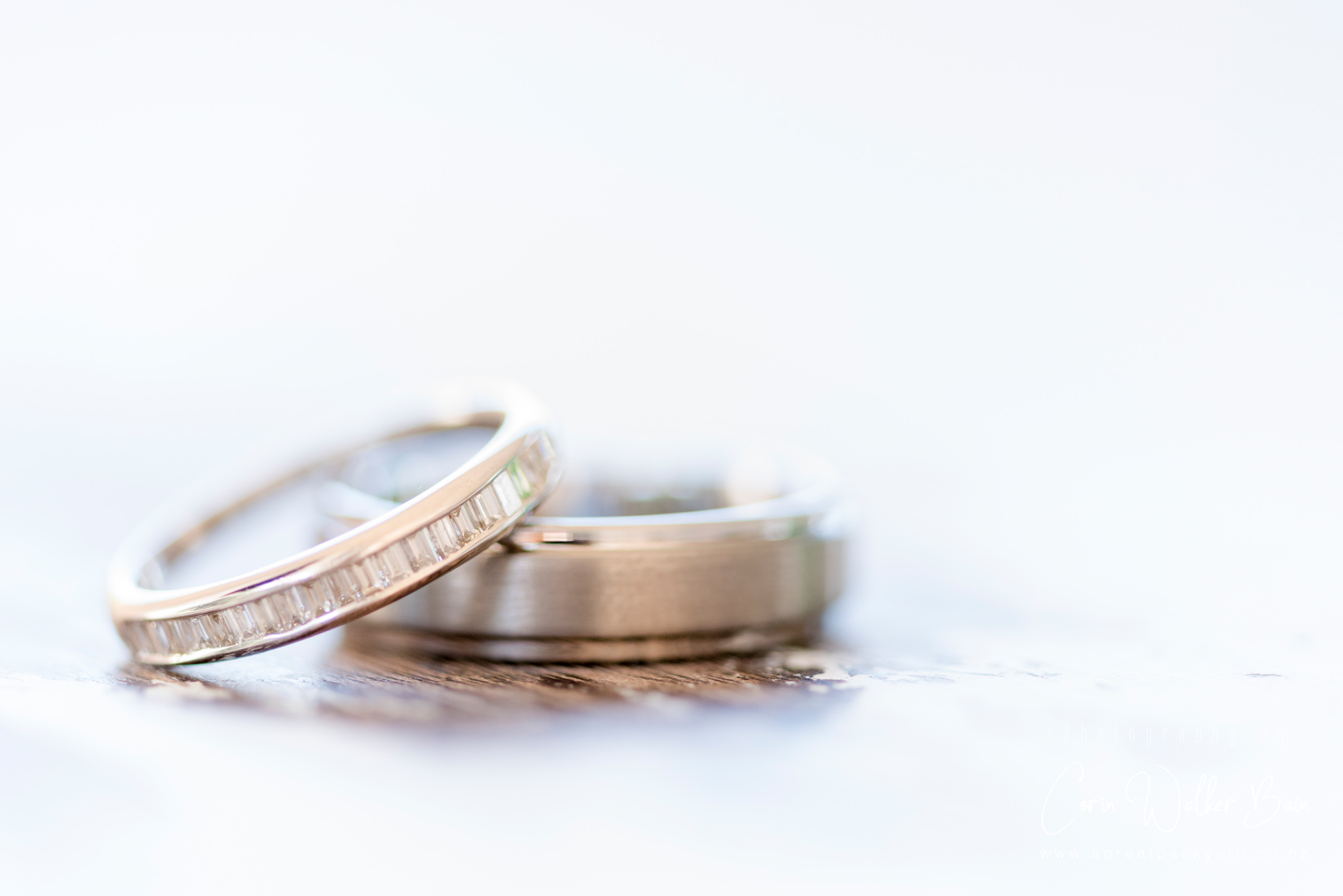 Rings at Andy and Emma's Waiheke Island wedding by New Zealand wedding photographer Corin Walker Bain of a great backyard