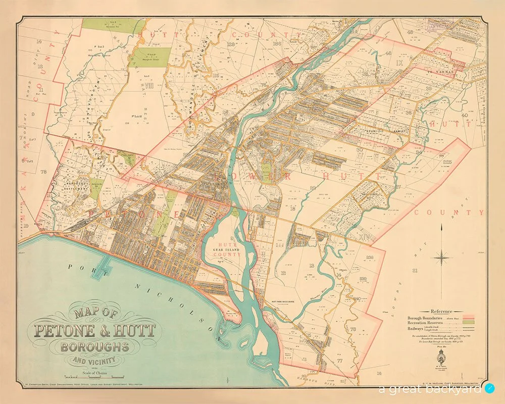Vintage Petone-Hutt 1922 map | a great backyard historical maps made in NZ