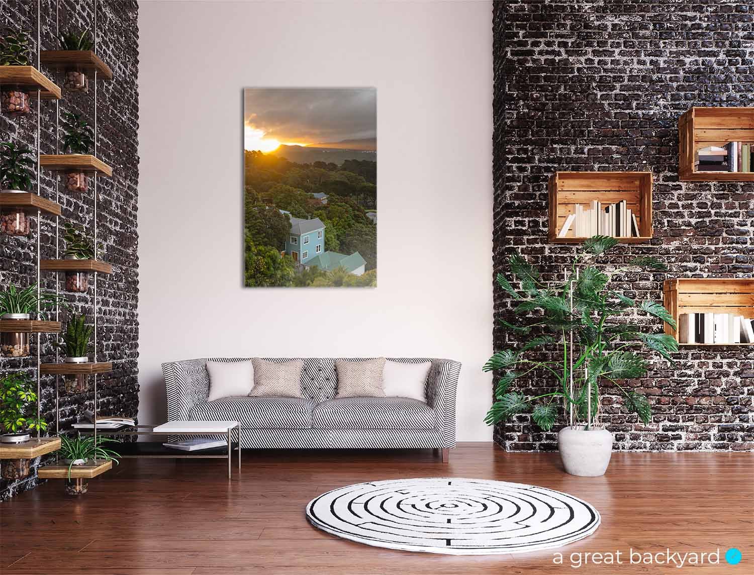 Print of Melrose Hill View hanging on home wall | a great backyard print studio NZ