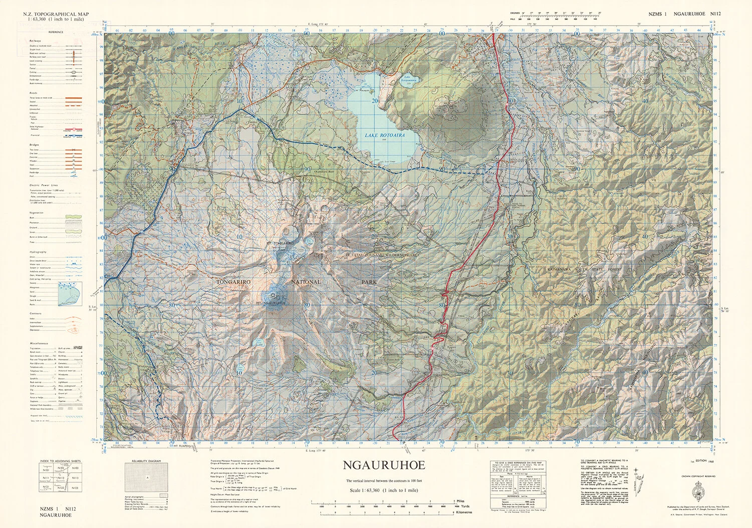Topographic map of Tongariro National Park, New Zealand