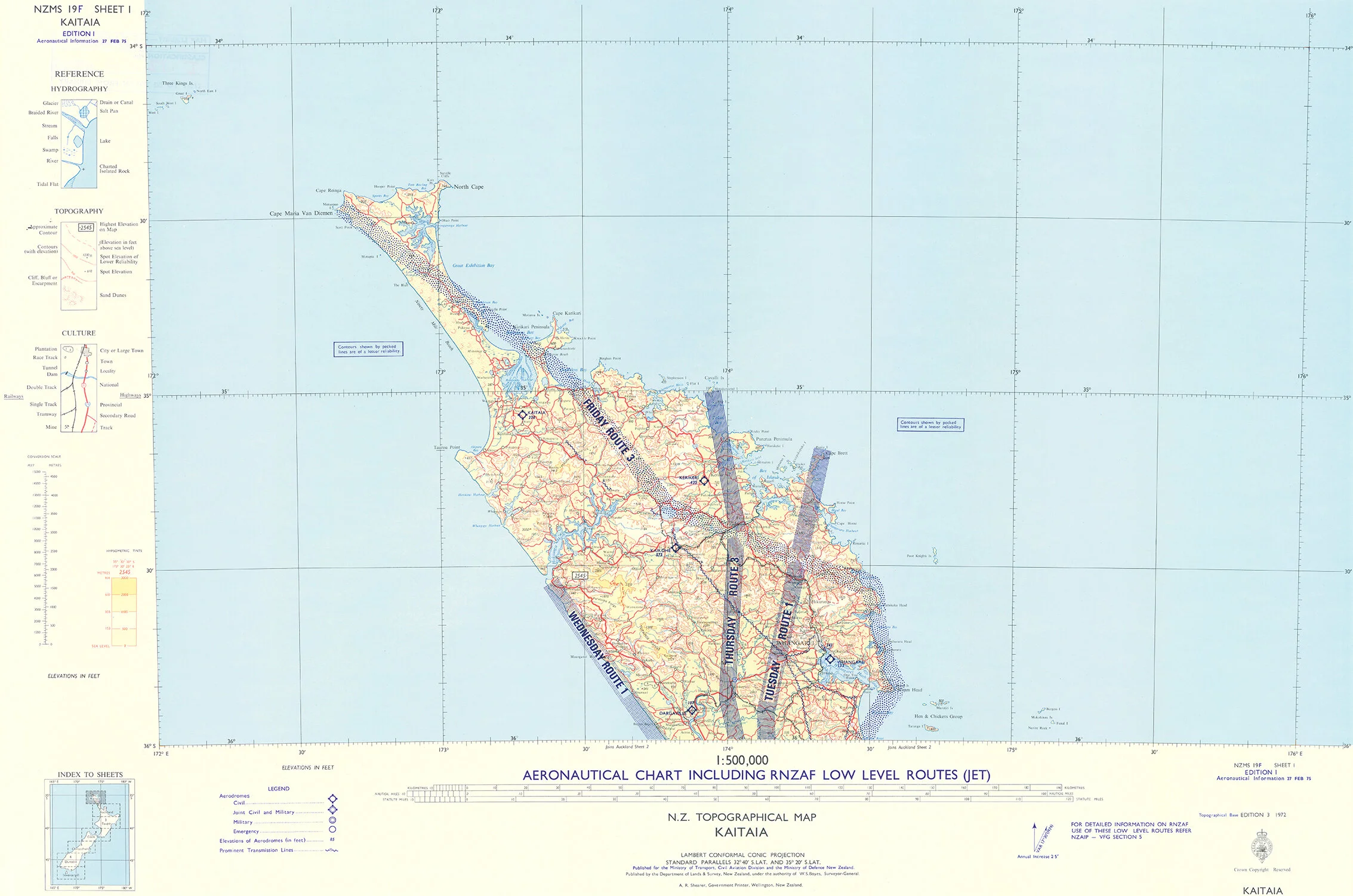 Vintage RNZAF map of Northland, New Zealand