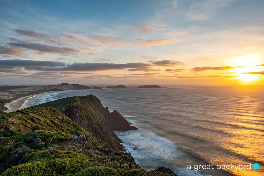 View across Cape Maria van Diemen at sunset, Northlanf, New Zealand