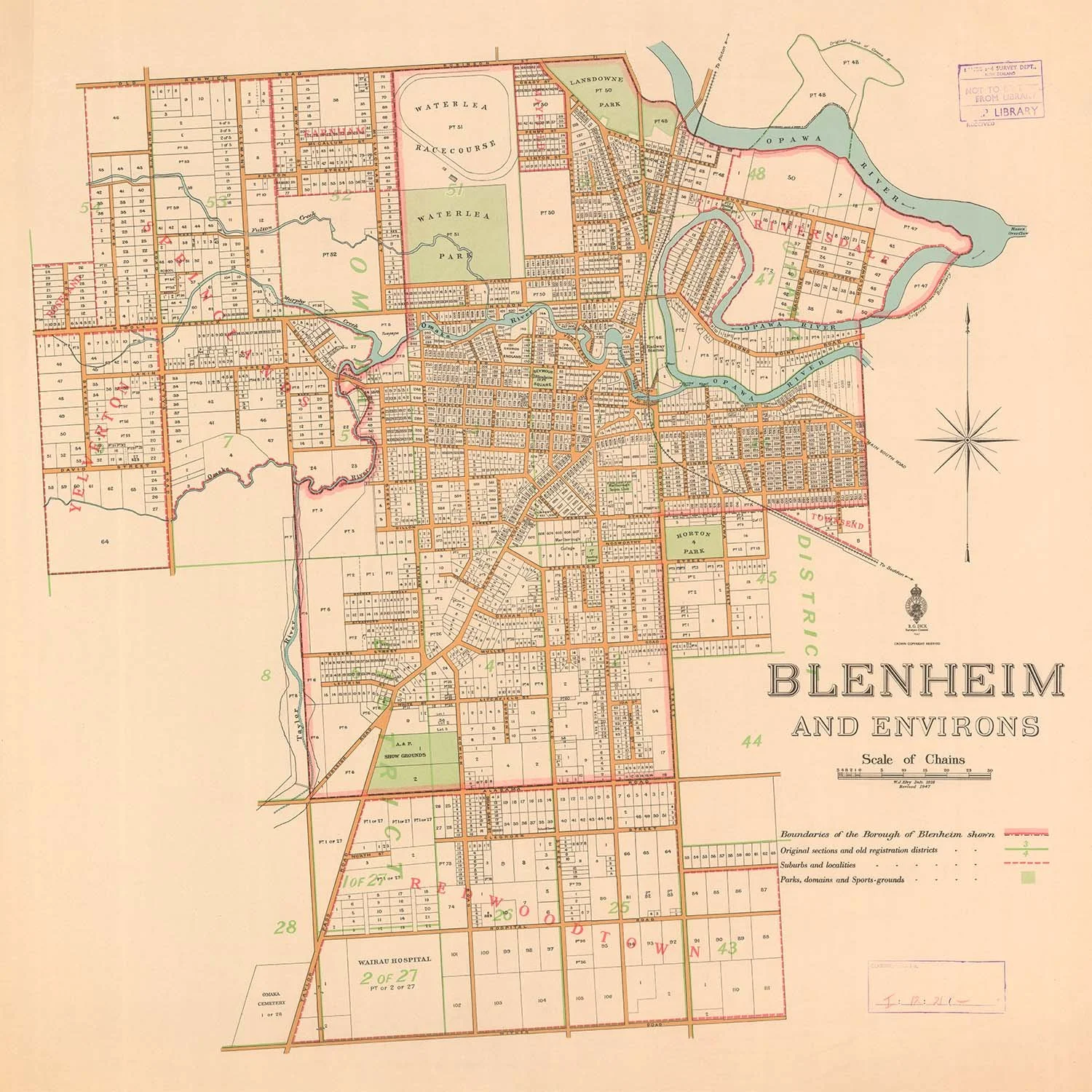 Blenheim Maps (1947) on acrylic or ACM a great backyard printing